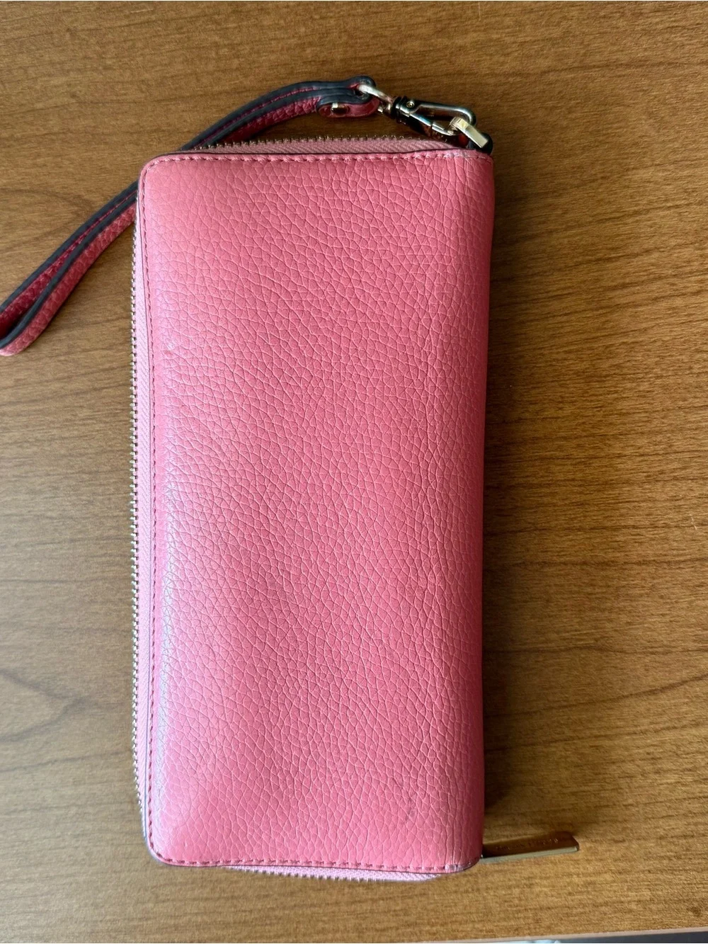 Michael Kors Pink Leather Zip-Around Wristlet Wallet